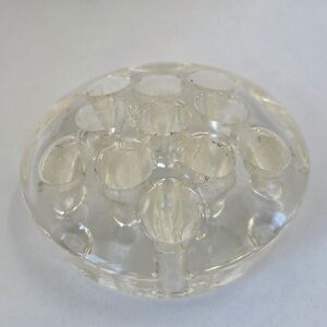 Clear Glass Vintage Flower Frog 11 Section Holes For Vases 3”